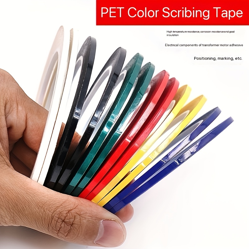TEMU Of Strong Tape In Various Colors, Suitable For Cars, Motorcycles, And Walls - White, Transparent, Black, Green, Red, Light Yellow, Dark Yellow,