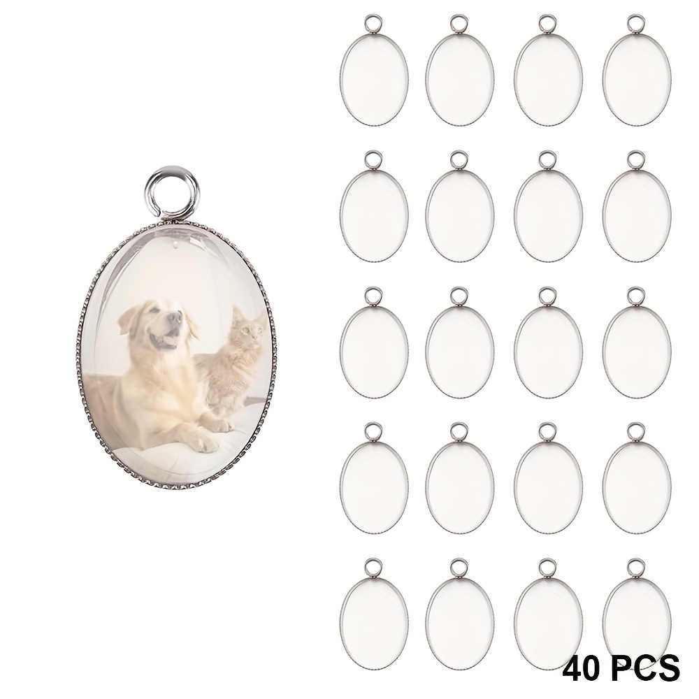 E-shop 40 Stück Anstecknadel-Anhänger-Blätter - 40 kleine ovale Fotoanhänger 18x13mm für Hochzeitsstrauß, Braut und Abschluss Schmuckherstellung