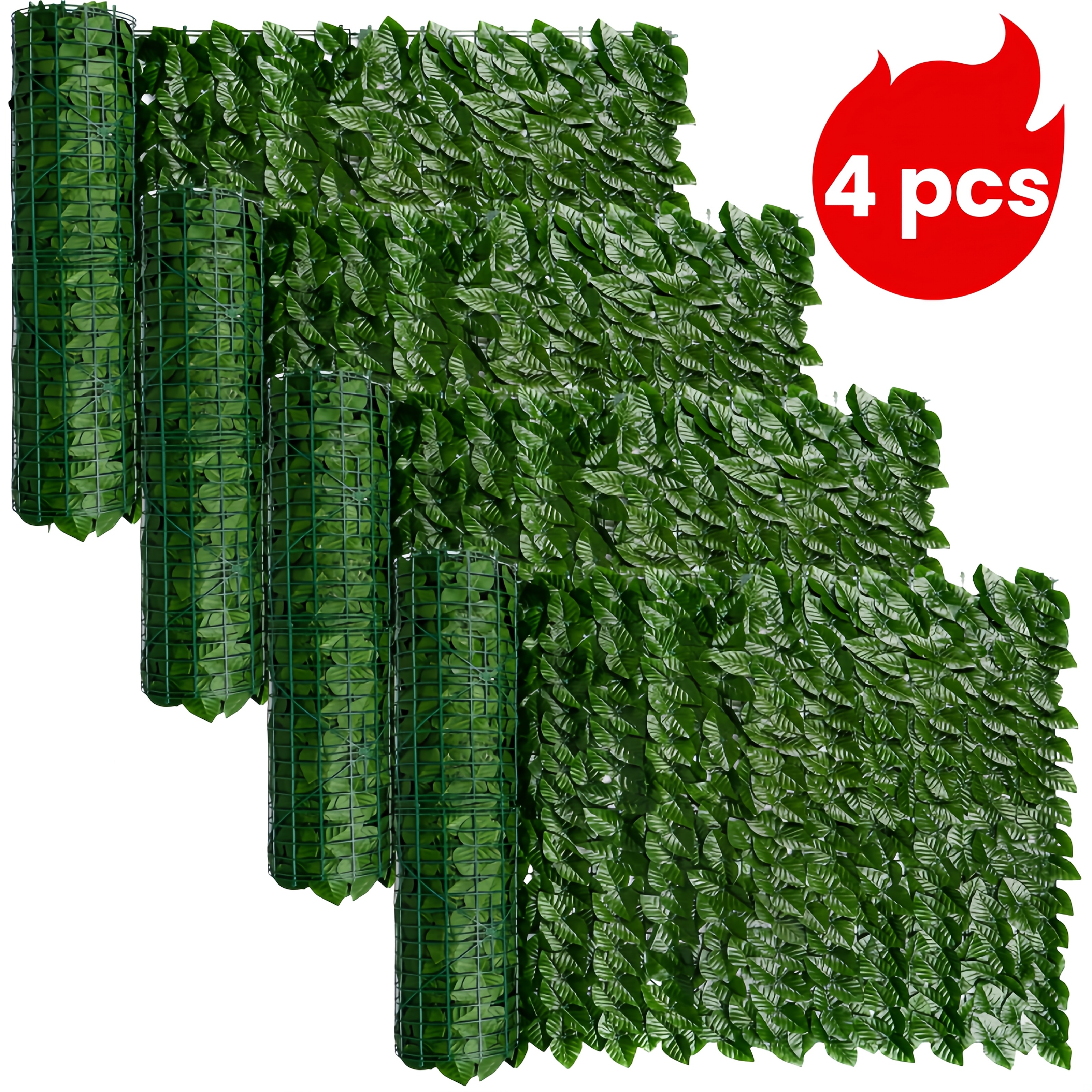 Image of 4pcs Large Luxury Artificial Ivy Privacy Fence Wall Screen, Uv-resistant Fake Greenery Background With Leaves For Patio, Balcony, Garden, Backyard Indoor/outdoor Decorative Green Plant Panels