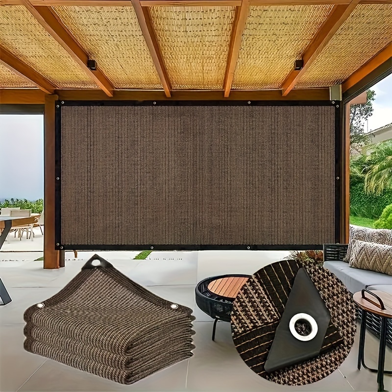 

1pc Coffee-colored Outdoor Sun Shade Net - , Privacy Screen, , Closure, Pe Material, Ideal For Patio And Yard