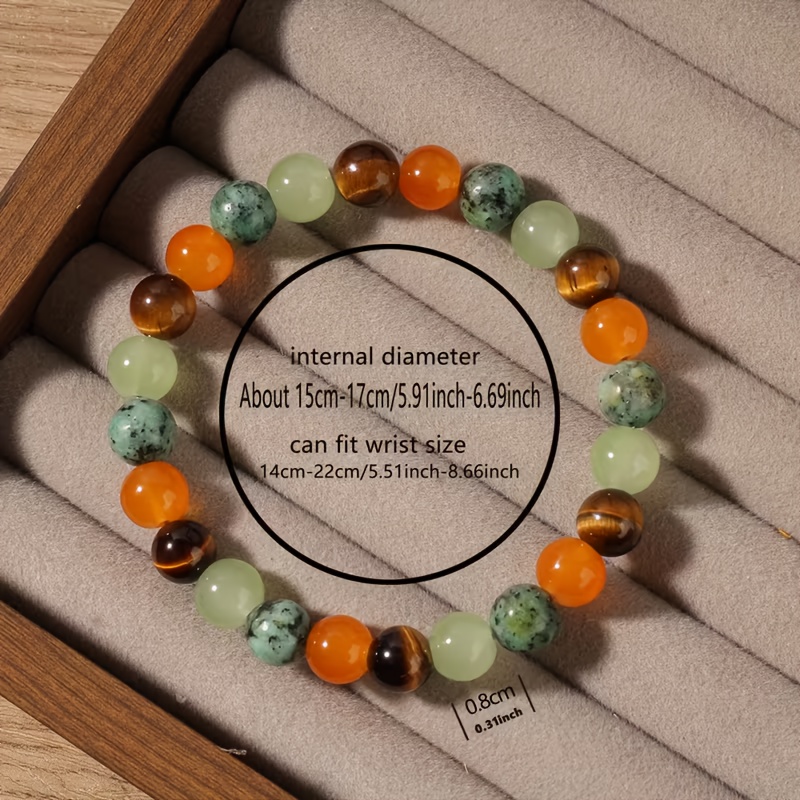 TEMU 1pc Handmade Men's Beaded Bracelet, Unisex Style, Suitable For Men And Women, Various Colors, Suitable For Casual Attire, Holiday Gift