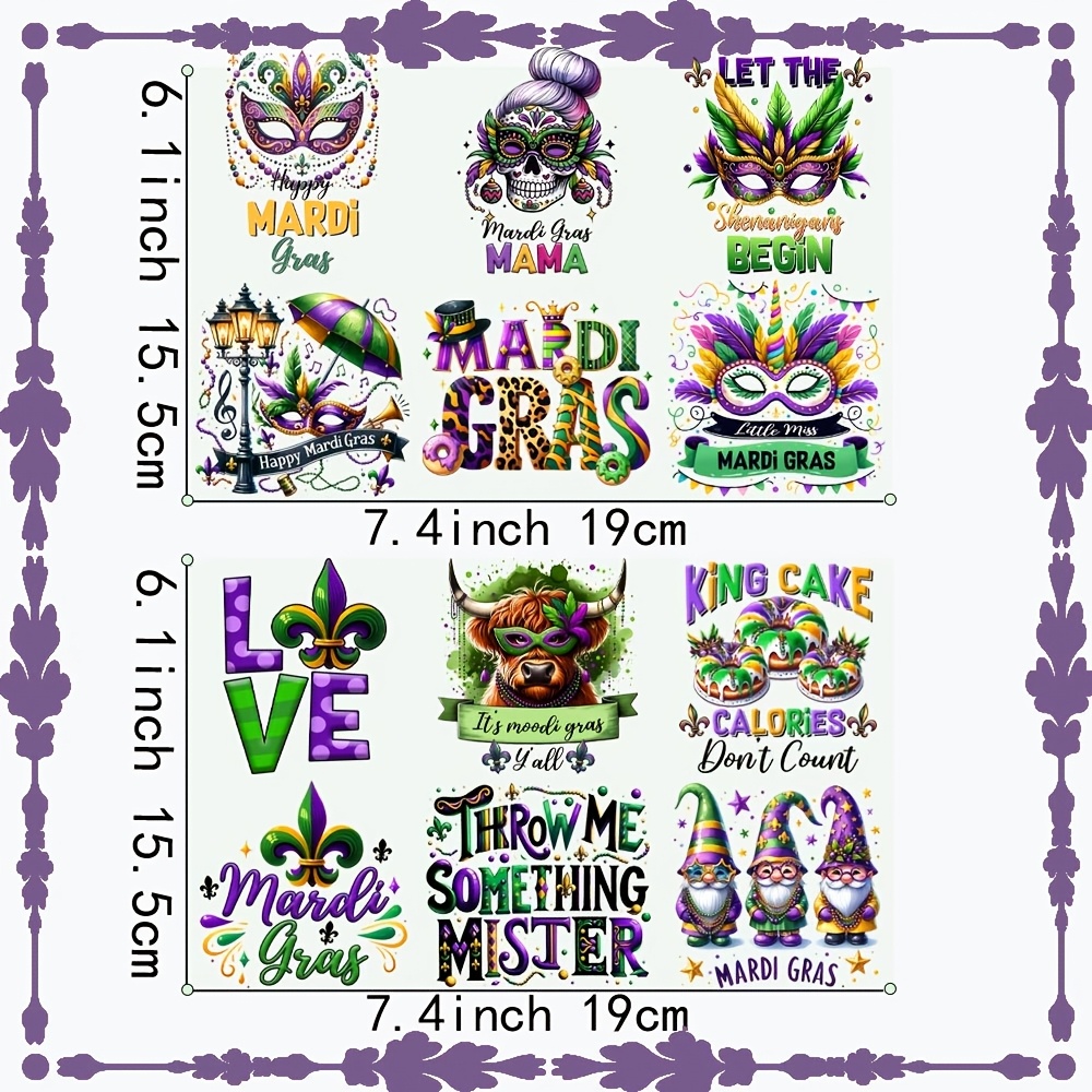 TEMU 12pcs/set Carnival-themed Glass Jar Packaging Uv Dtf High Adhesive Transfer Decorative Suitable For Decorating Cups And Bottles