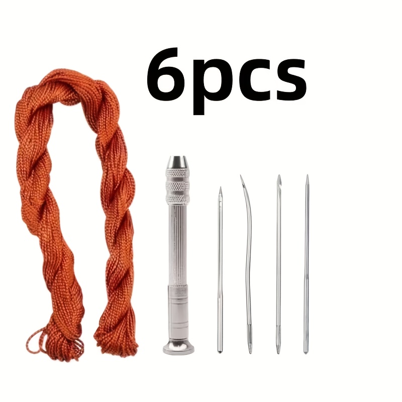 TEMU 6pcs-piece High-quality Leather Metal Needle Set Hand Sewing Needle-professional Leather Craft Tool Set Leather Repair, Shoe Bag Manufacturing,