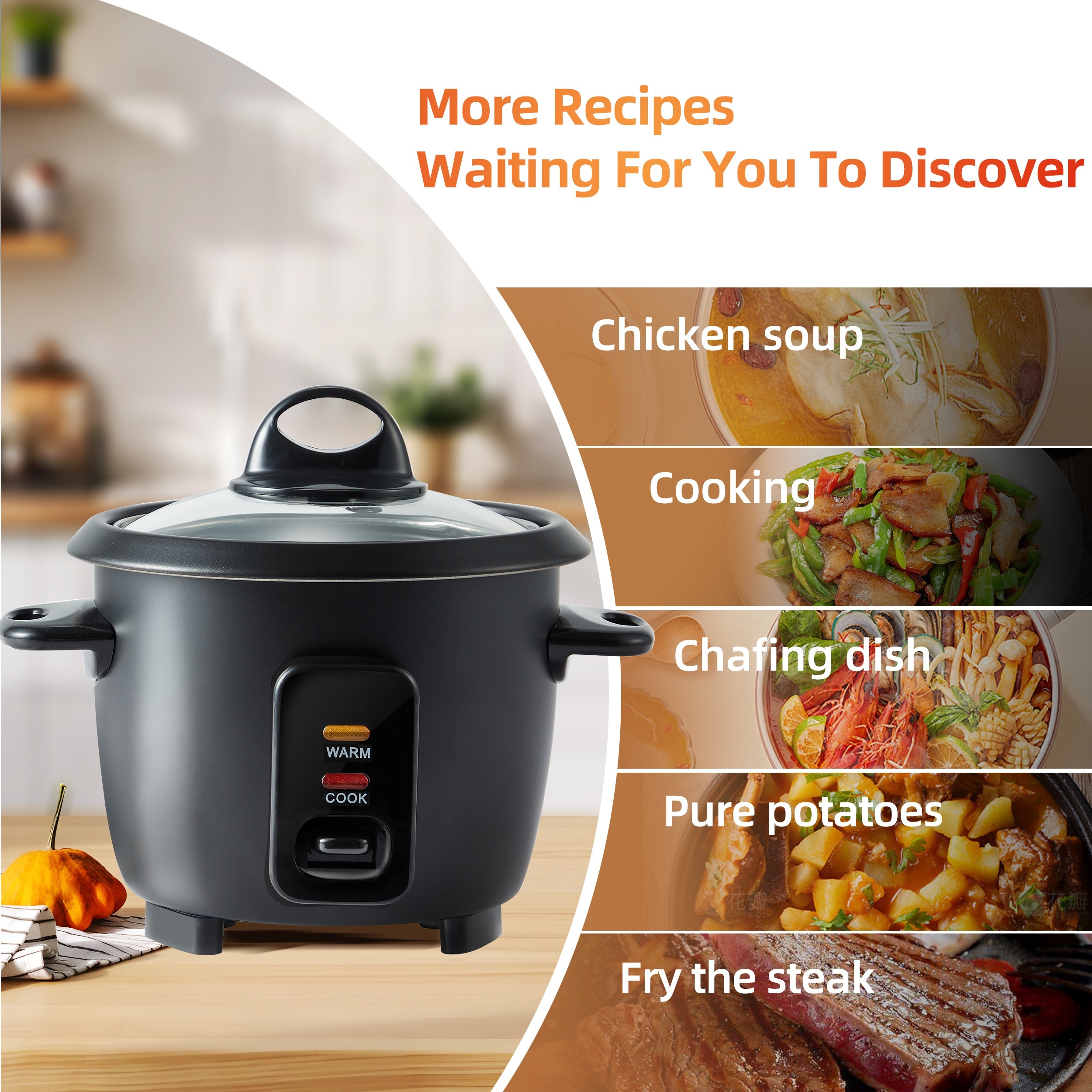 

[ Design] 2-cup Cooker - Clean, Liner, One-, Auto -warm, Includes Measuring Cup & Rice Paddle, 200w Low-power, Ideal For College Dorms & Single Servings