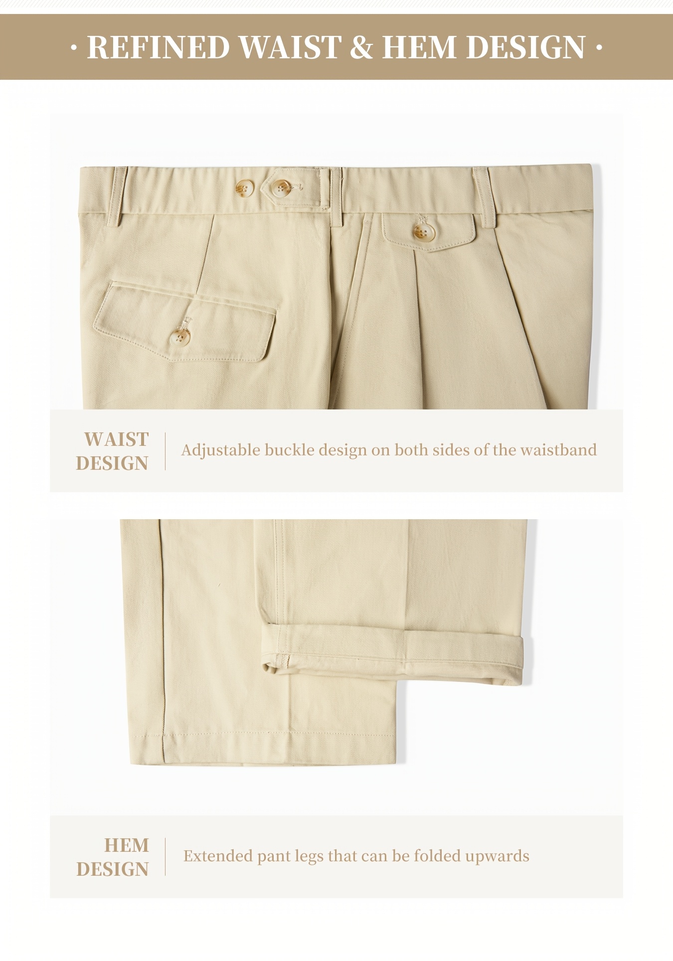 Old Money Outfits Elegant Men's Chino Trousers, Pure Cotton, Style, Relaxed Straight-Leg, Adjustable Waist, Pocket Decoration, Men's Chino Pants, All Season Wear, Twill Fabric - Comfort and Durability, Gift for Him, Suitable for Office