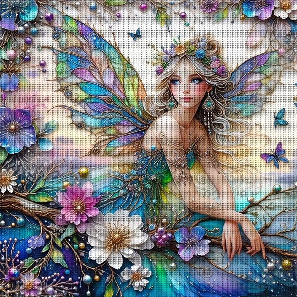 

Diy Fairy Pattern Stitch Kit, 11ct Pre-printed Canvas Embroidery Set With Threads, Needles, Instructions, Handcraft Needlework Art For Home Wall Decor And Gifting, Frameless