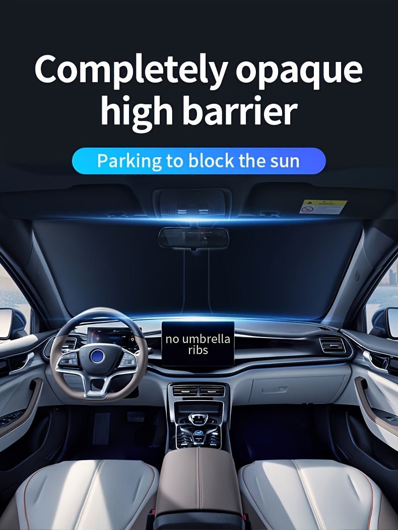 2025 New Car Front Window Sunshade, Foldable Lightweight Universal Windshield UV Protection Heat Insulation Silvery Reflective Auto Sun Shield