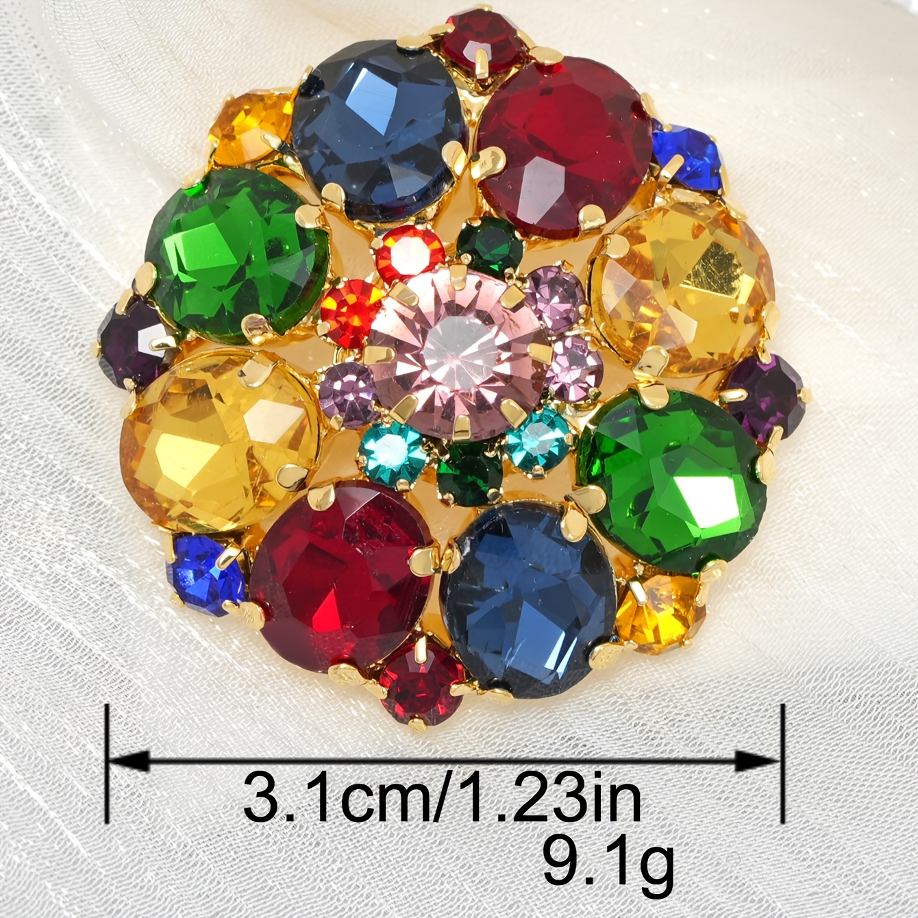 TEMU 2pcs Colorful Rhinestone Buttons, Baroque Style Round Crystal Decorative Buttons For Coats Dresses Jackets Sewing