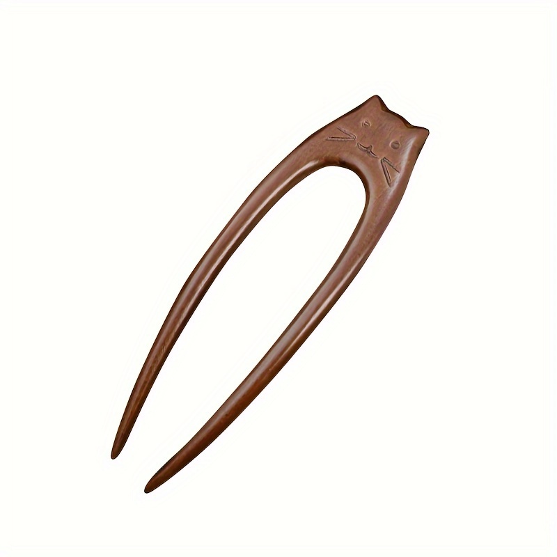 Cat Hairpin. Sandalwood Cat Hairpin, Hair Stick, Hair Accessory, Hanfu Accessory, Updo, Vintage Chinese Style, Simple Sandalwood