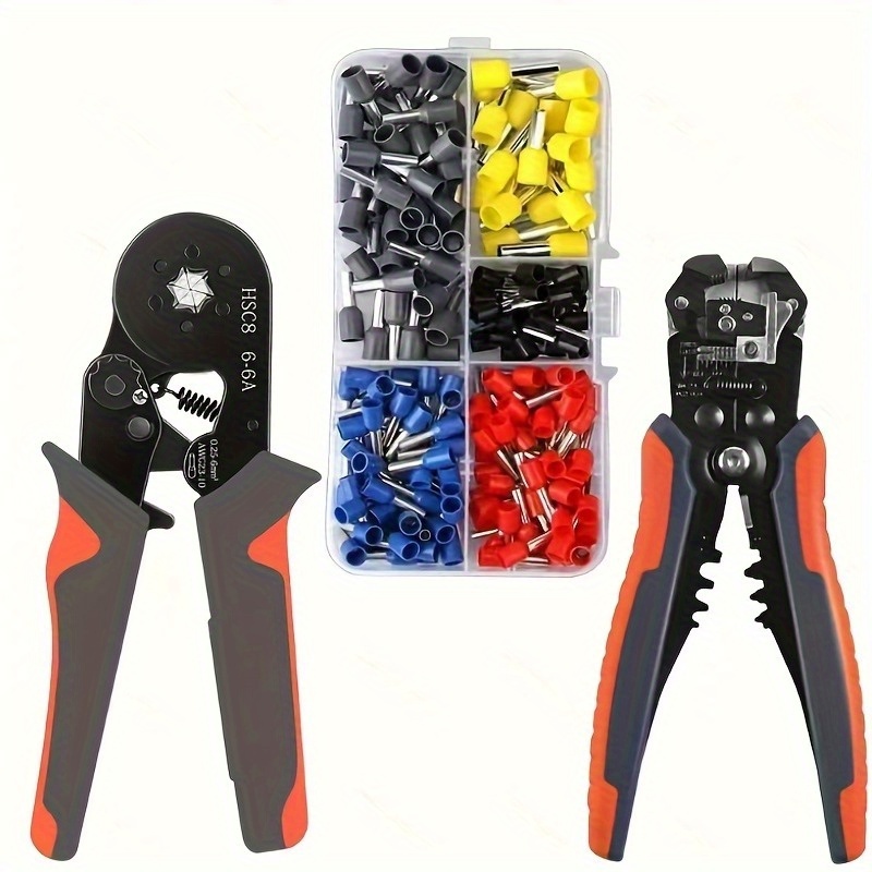 TEMU Wire Crimping Tool Set With Wire Stripper And Terminal, Hsc8 6-6a Awg 23 Automatic Adjustment Crimping Pliers Multifunctional Automatic Wire