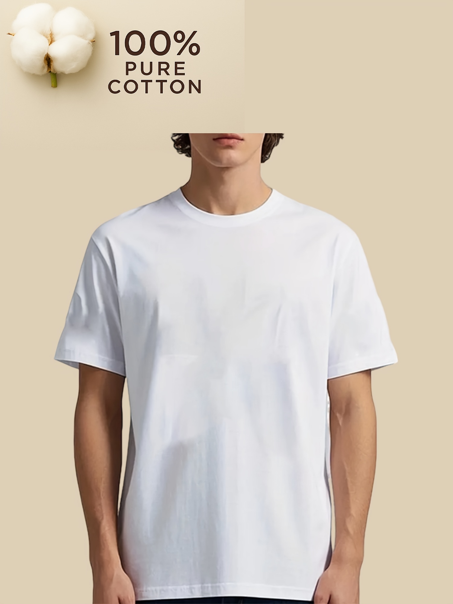 piezas camisetas blancas básicas algodón 100% hombre Temu Spain