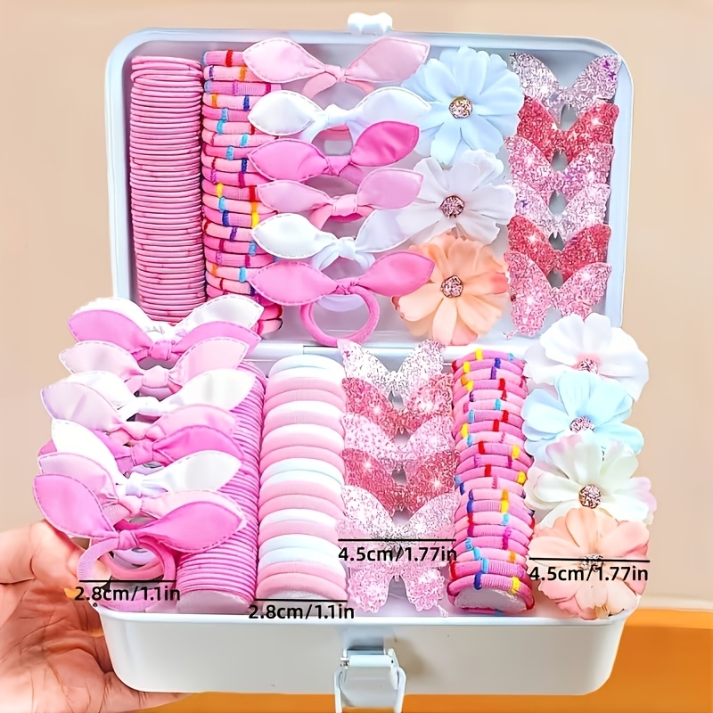 180pcs Random Pink Butterfly Hair Accessory Set