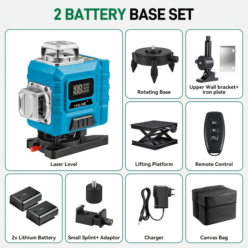 Image of 1 Set 16 Line Laser Level Automatic Leveling, 4x360° 4d Green Cross Line Laser Level Tool, Tripod As An Optional Accessory, For Construction And Picture Hanging