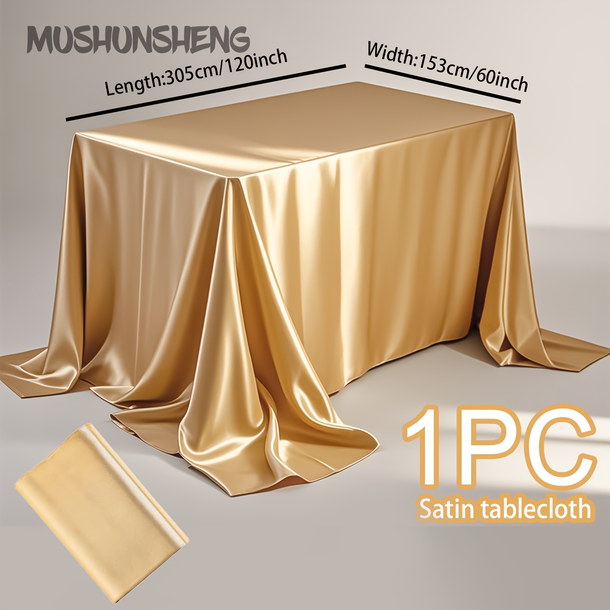 1pc Smooth Satin Rectangular Tablecloth, Perfect For Engagement Ceremonies, Weddings, Banquets, Restaurants, Christmas Holidays, And Party Events