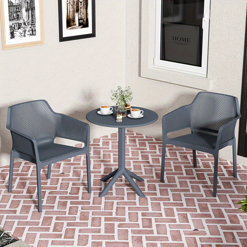 3pcs Plastic Arm Chair Bistro GRS Premium Ocean Plastic, Garden Chat Set Bistro