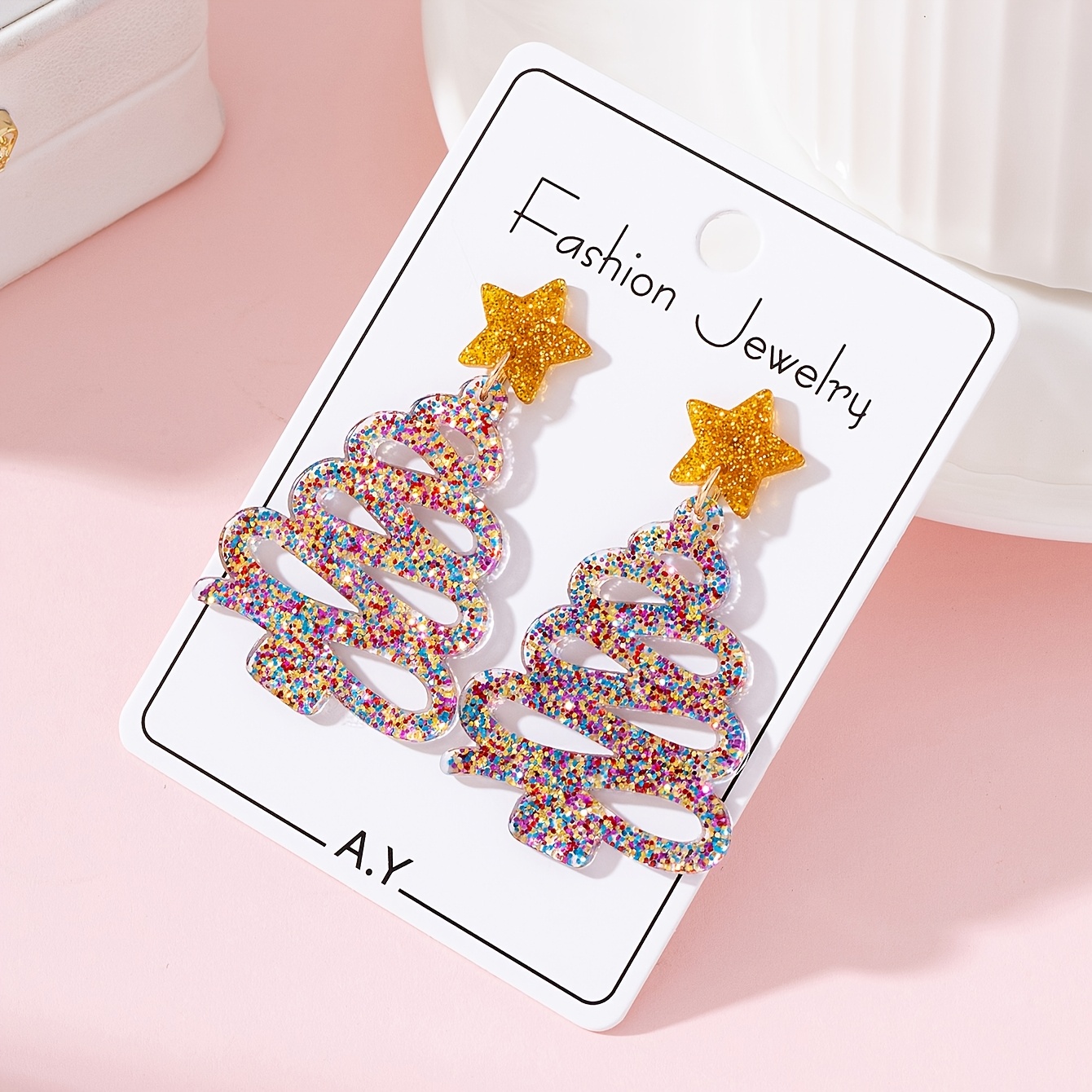 TEMU 1 Pair Of Irregular Christmas Women's Fashion Earrings, Suitable For Christmas Holiday Parties And As Gifts