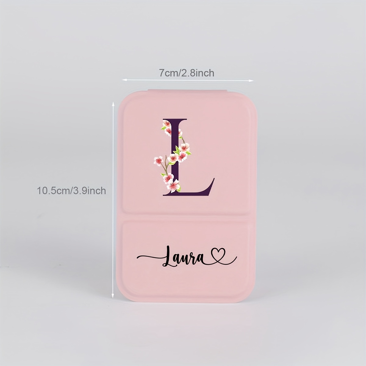 TEMU 1pc Custom Fashion Floral Letter Name Mini Leather Makeup Mirror, Back To School Dorm Desktop Makeup Mirror, Wedding Bridesmaid Favor, Essential