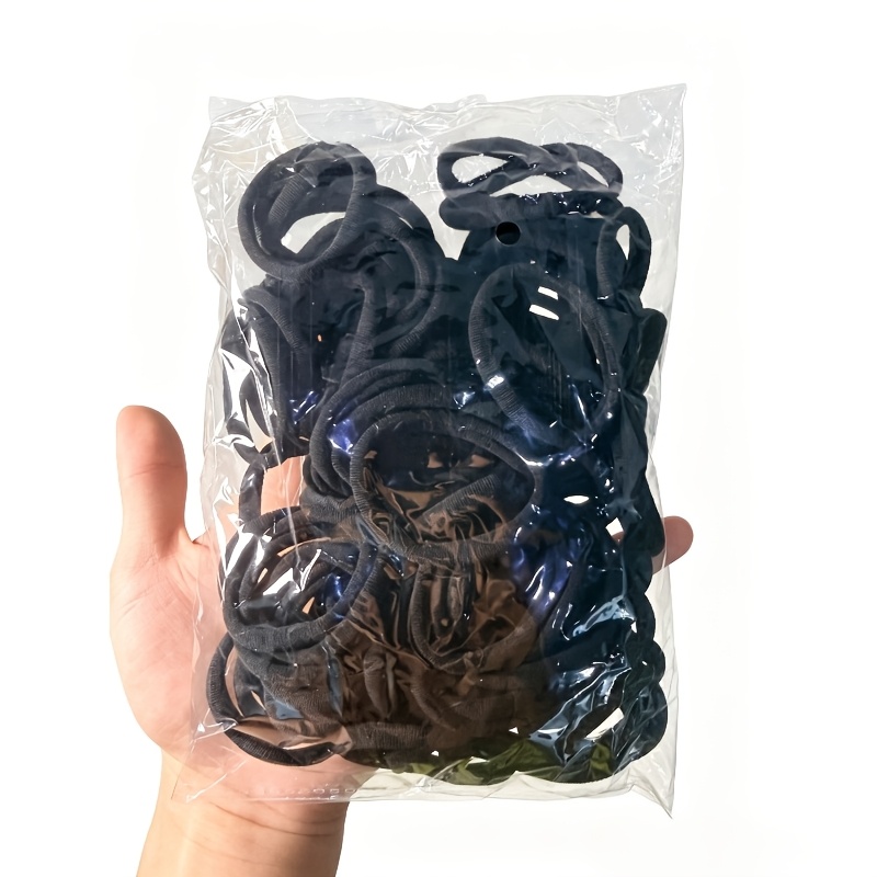 107pcs Medium Black Women's Hair Ring, High Elastic Seamless