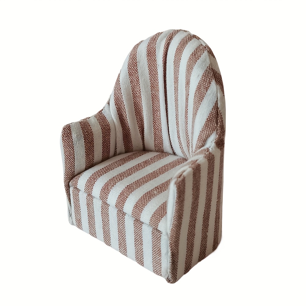 Image of 1pc 1:12 Scale Miniature Wooden And Fabric Single-seat Sofa Model, Suitable For Miniature Model Photography Props, Dollhouse Furniture Accessories, Decor Diy Gifts, And Home Decoration