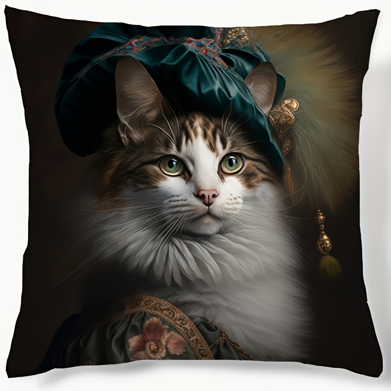 

1pc, Cute Cat Single-sided Printed Peach Leather Velvet Home Decoration Car Decoration Holiday Decoration Throw Pillow Cover (without Pillow Core)