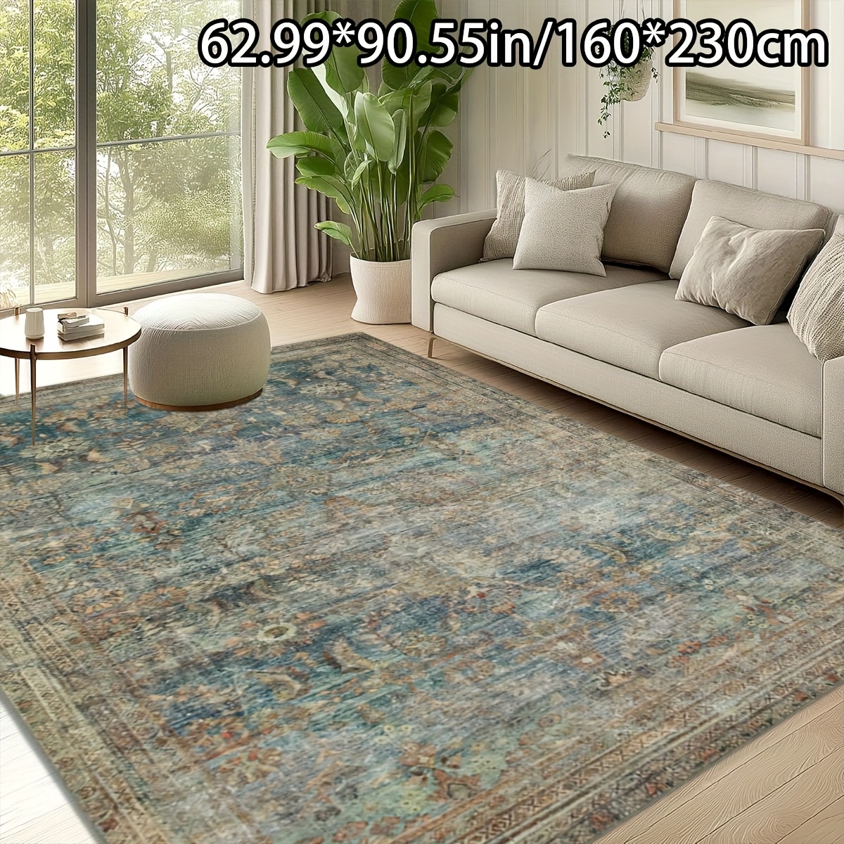 TEMU 1pc Decor | Vintage Artistic Pattern, Versatile For Living Room, Bedroom, Entrance Mat, And More | Non-slip, Machine Washable, Polyester,