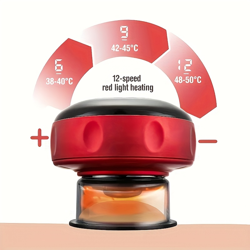 portable cupping massager with intelligent led display usb rechargeable 6 speed heating adjustable   for muscle relaxation and wellness black
