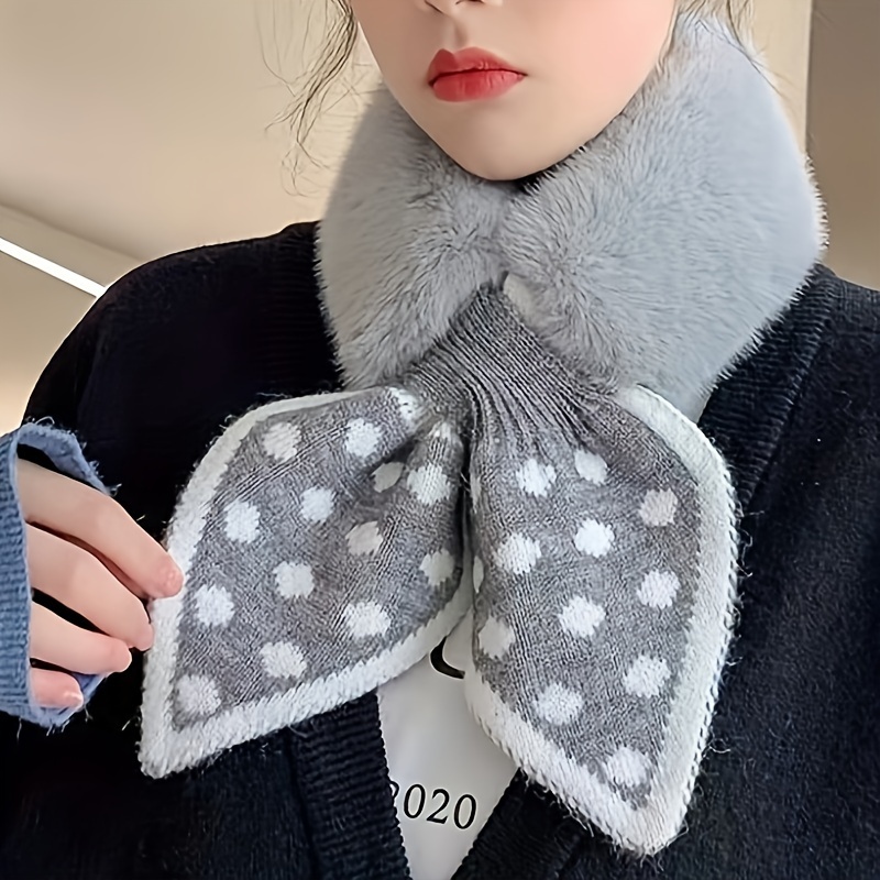 TEMU 1pc Women' Scarf, Thickened Winter Solid Color Fur Neck Warmer, Knitted Collar, Breathable & Warm, Decorative Accessory For Outdoor Use