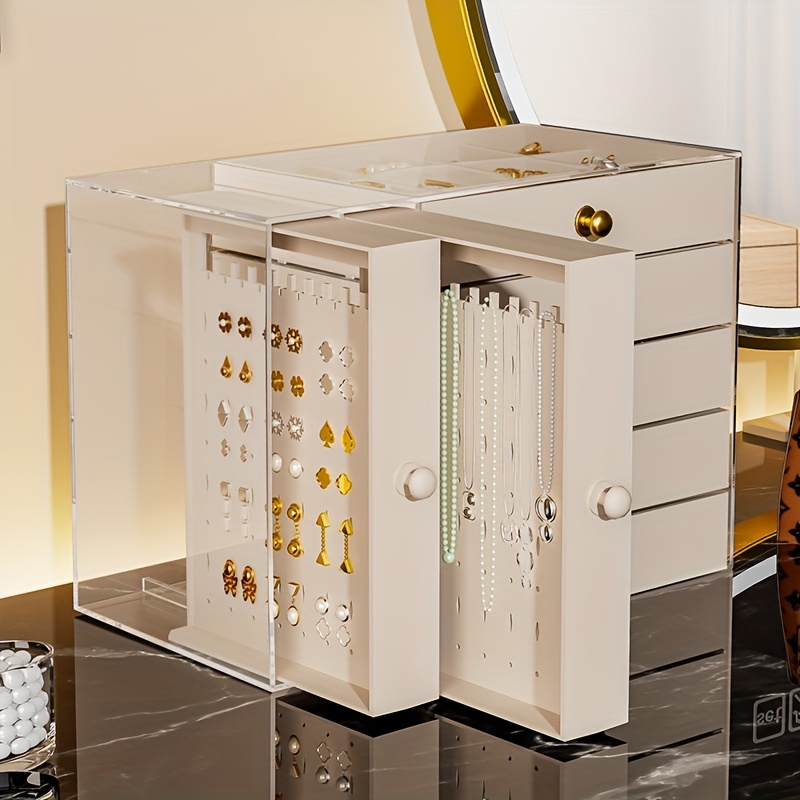 1pc elegant 8 tier transparent jewelry organizer box with fabric drawers large capacity stackable design for bracelets watches rings earrings necklaces versatile desktop storage solution jewelry box jewelry boxe jewelry boxes Product details 4