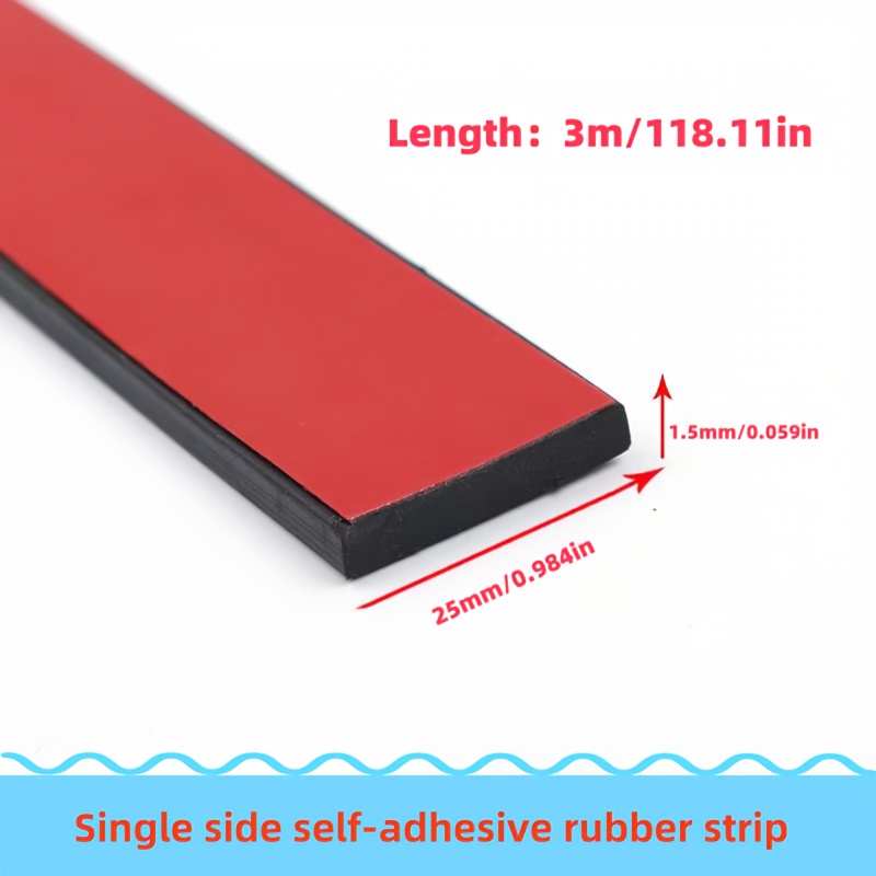 E-shop Selbstklebender Streifen, Länge /118.11In, selbstklebende Glas-Vibrationsdämpfung Anti-Rutsch Flachstreifen, quadratischer