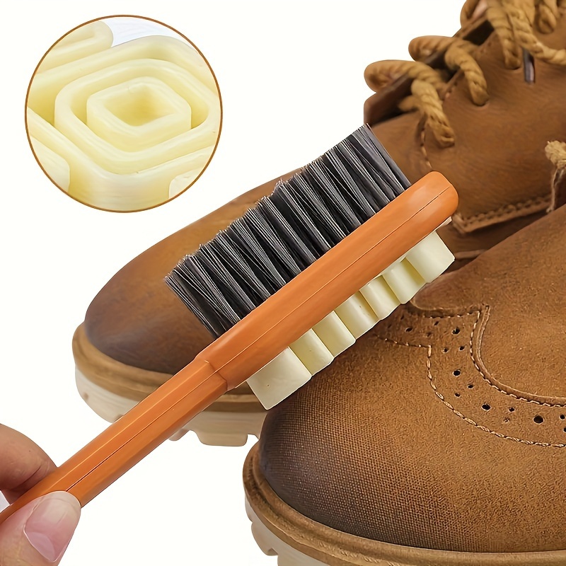 

2-in-1 Suede And Nubuck Cleaning Kit - Rubber Eraser And Bristle Brush Combo, Manual Suede Scrubber For Dirt & Stain Removal, Non-electric Bathroom Tool