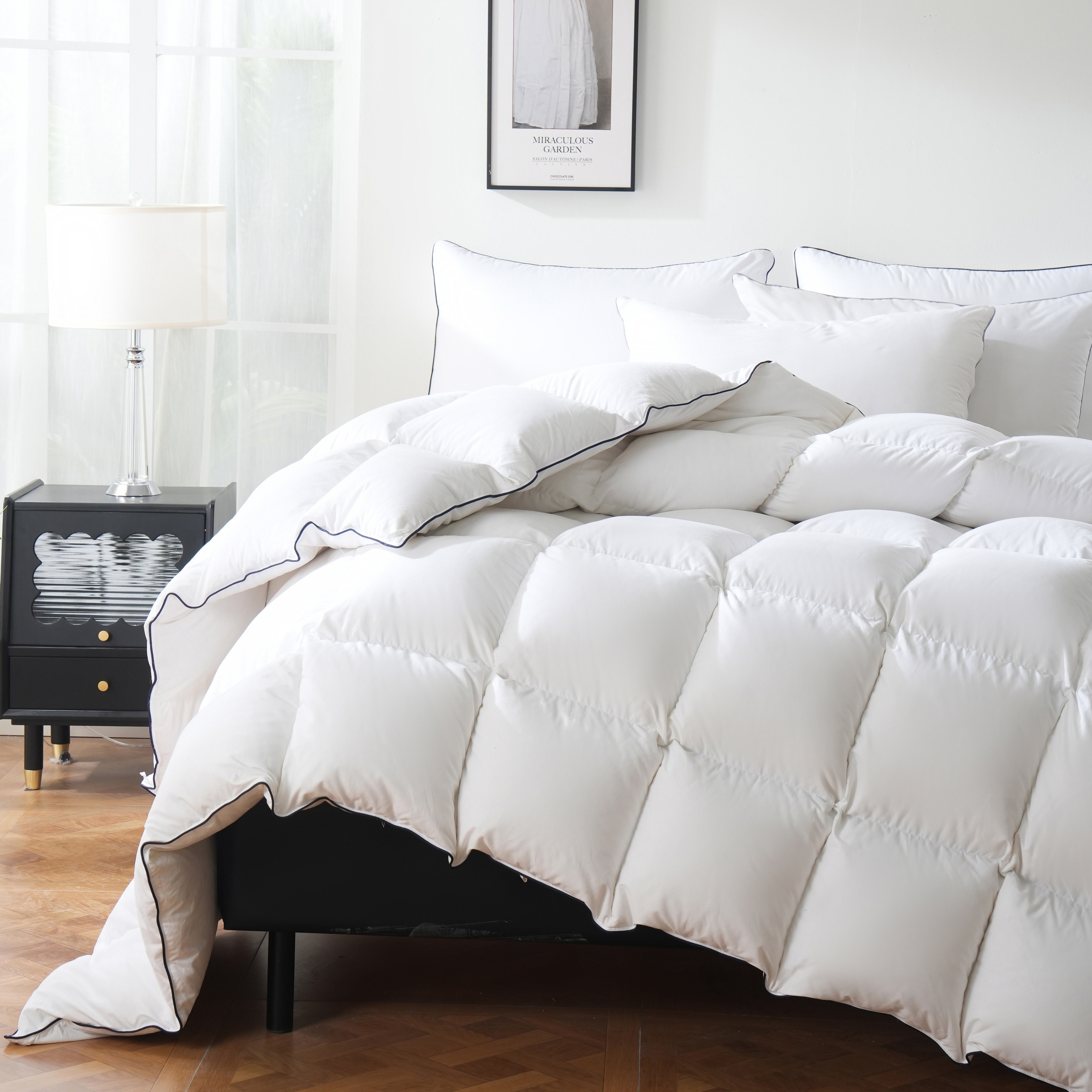 All Season Feather Down Comforter with Corner Tabs - 100% Cotton outlet Cover