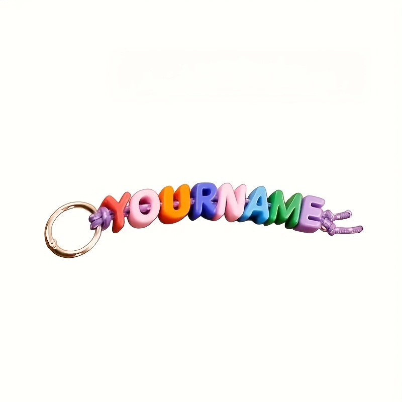 TEMU [2d Flat] [2d Flat] [customized] One-piece Personalized Acrylic Bead String English Letter Keychain, Personalized Handmade Letter Beaded Bag