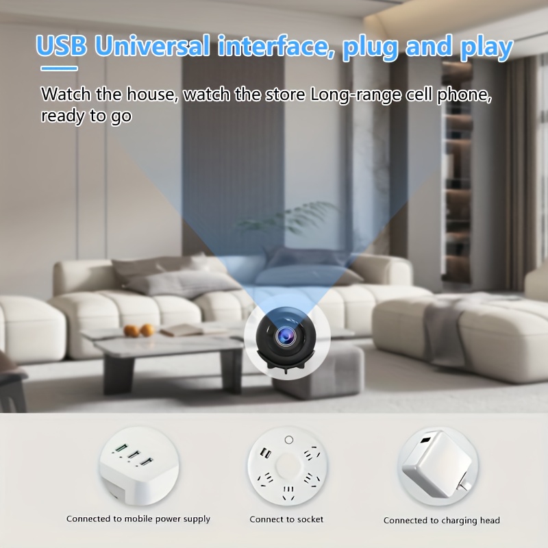 Compact security smart WiFi camera, anti-theft camera, supports 2.4g WiFi band, not High Quality, with remote application, you can view the video at any time, support motion detection, alert push, ideal for home assistant