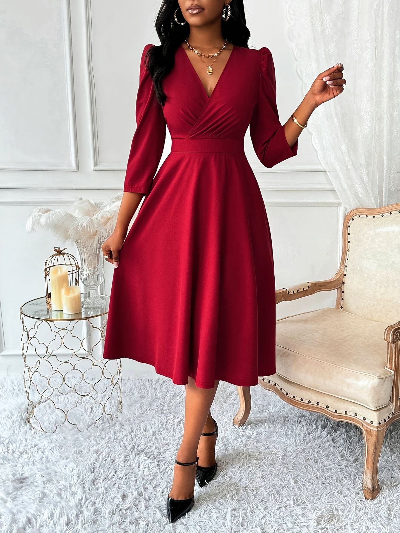 red color bodycon dress This is a showstopper! Look how amazing she looks. A perfect fit and color. Comment 'LINK' below, and we'll send you the details!  VC:- @akanksha.lamy.dadel Product Info: Red 59 Department Radiante Couture Womens Juniors Straight