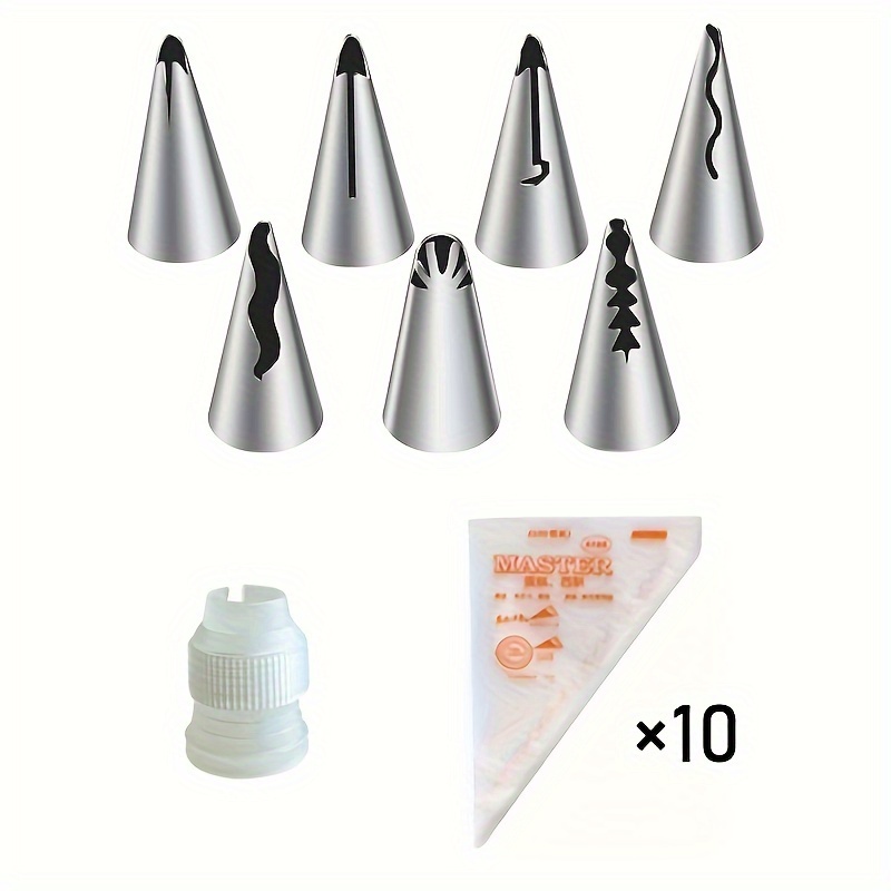 18pcs Stainless Steel Piping Nozzle Set For Decorating Edges And Skirts, Baking Tools