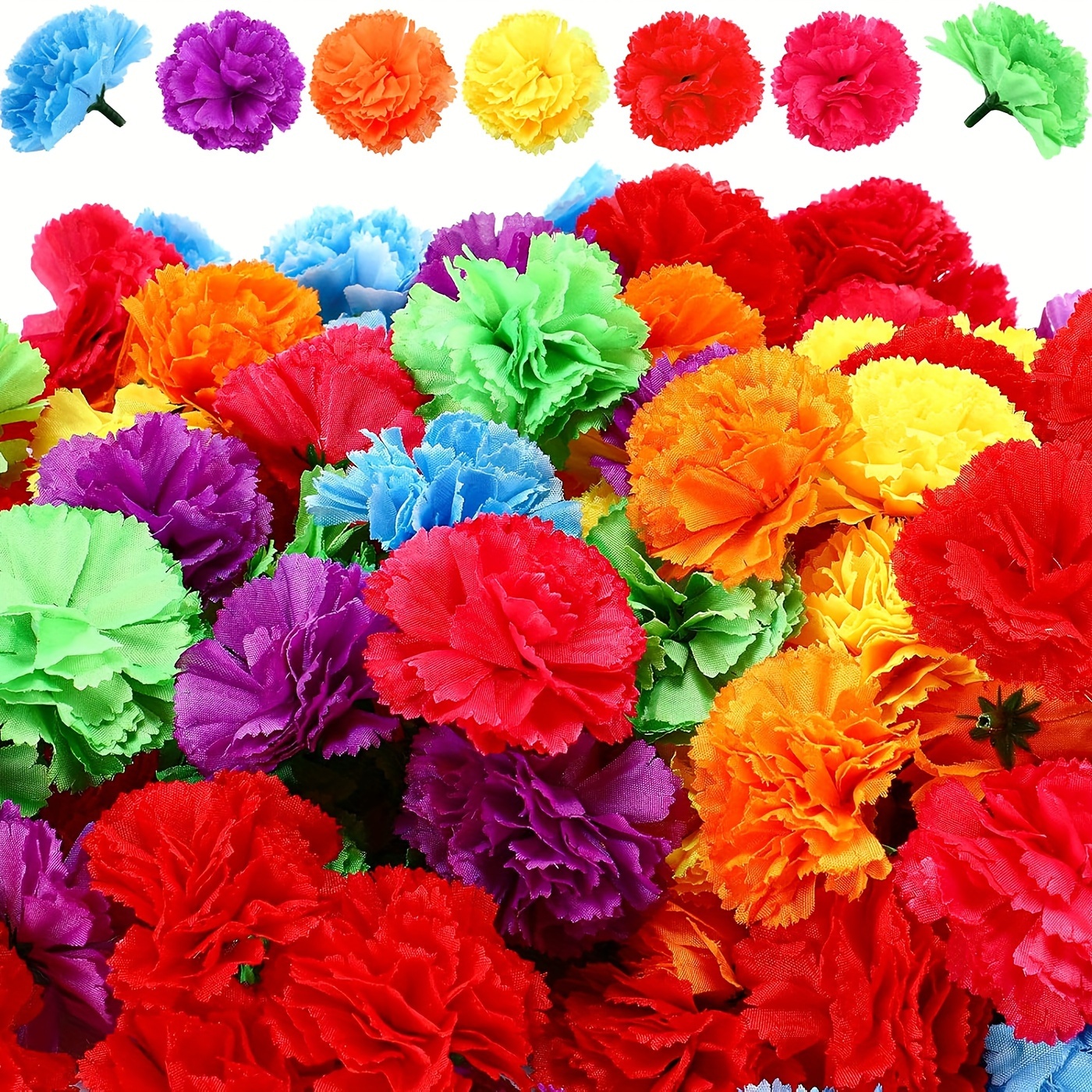 

21 Pieces Flower Heads - Mexican Artificial Flowers For Día De Muertos, Halloween, Valentine's Day, Diwali, And Winter Decorations