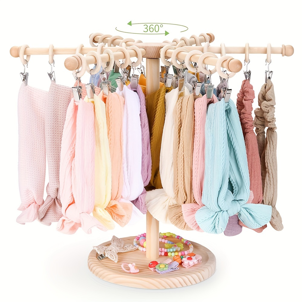 

1pc 360 ° Rotatable Headband Holder For Women Wooden Hair Bows Organizer Bows Storage Rack For Bedroom Decor Christmas And New Year Gifts