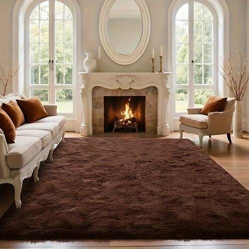 item picture 1pc home holiday decoration luxurious long plush artificial rug rectangular long plush carpet soft and fabric easy to clean for sofa coffee table shoe changing area bedroom living room room bedside