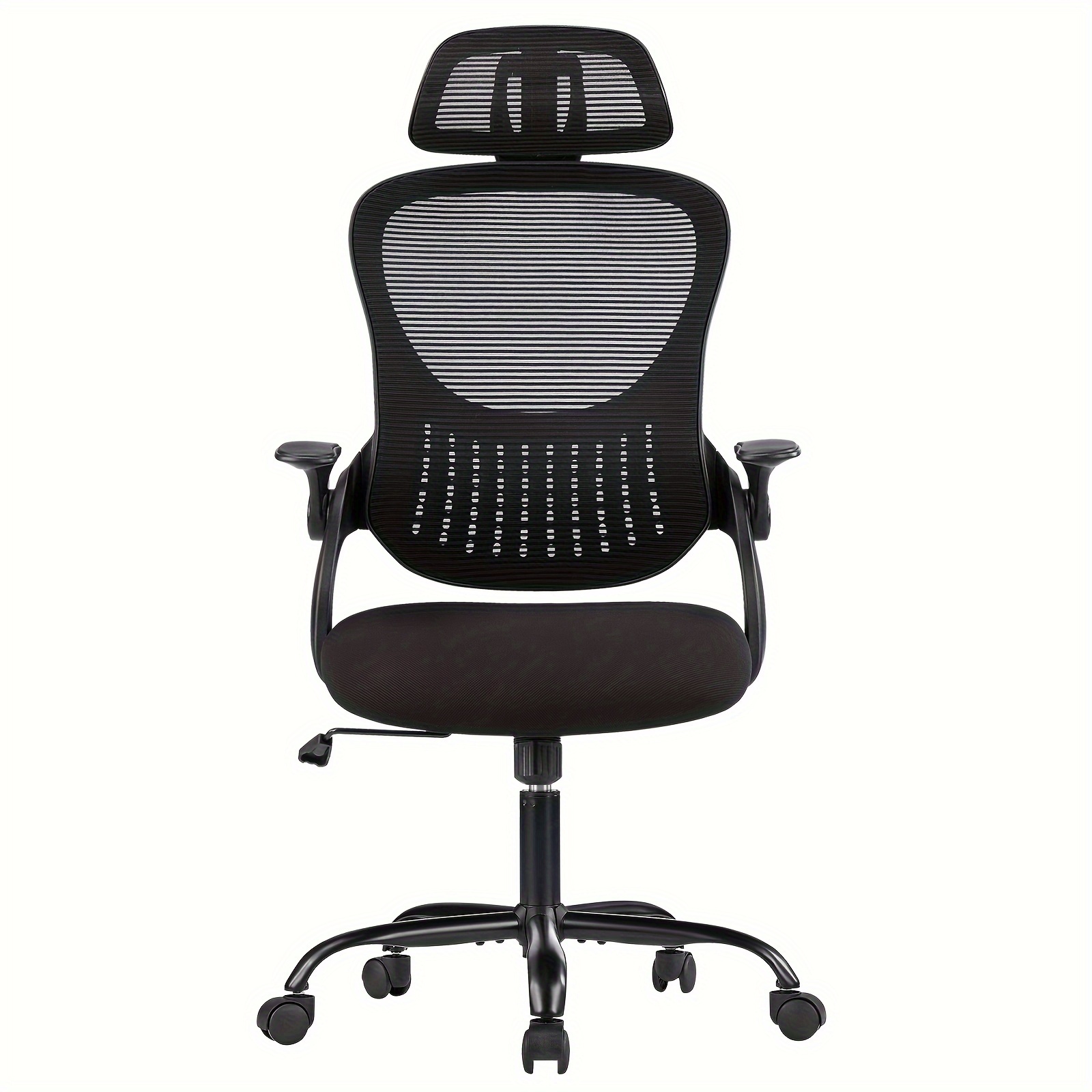 

Sweetcrispy Office Chair, Ergonomic High-back Mesh Work Chairs With Wheels And Adjustable Headrests, Comfortable Lumbar Support, Comfy Flip-up Arms For Home, Bedroom, Study