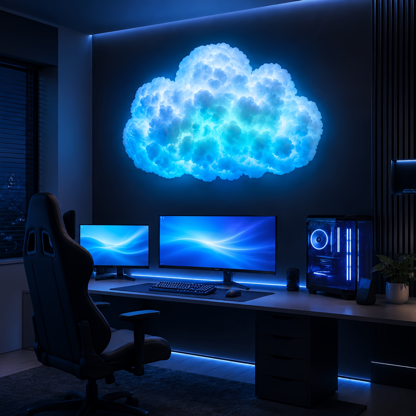 Dynamic Cloud Ambient Light with Color-Changing LED String, Music Sync Effects