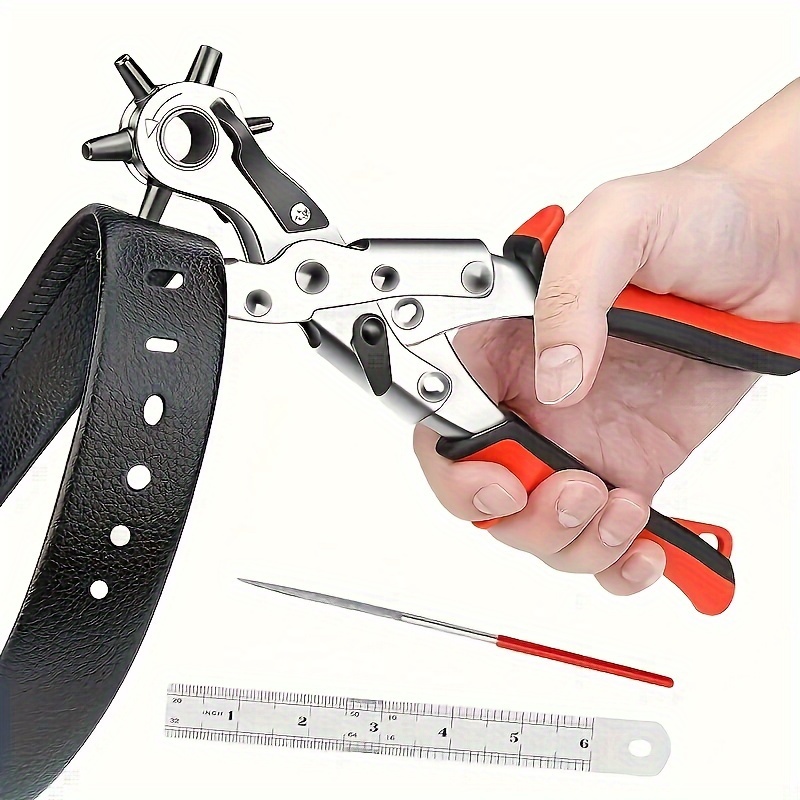 

Heavy-duty Rotary Leather Hole Punch Tool | Rectangle Sheet Gasket Carbon Steel Puncher | Multi-size For Belts, Watch Bands, Handbag Straps | Professional Craft & Diy Repair Kit