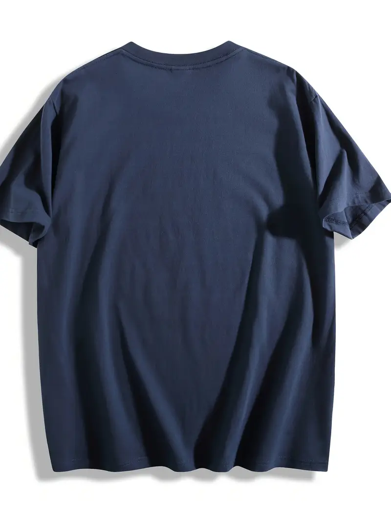 mens navy casual t shirt heavyweight 180gsm pure cotton crew neck tee for formal events machine washable shirt with everyday elegant style Product details 1