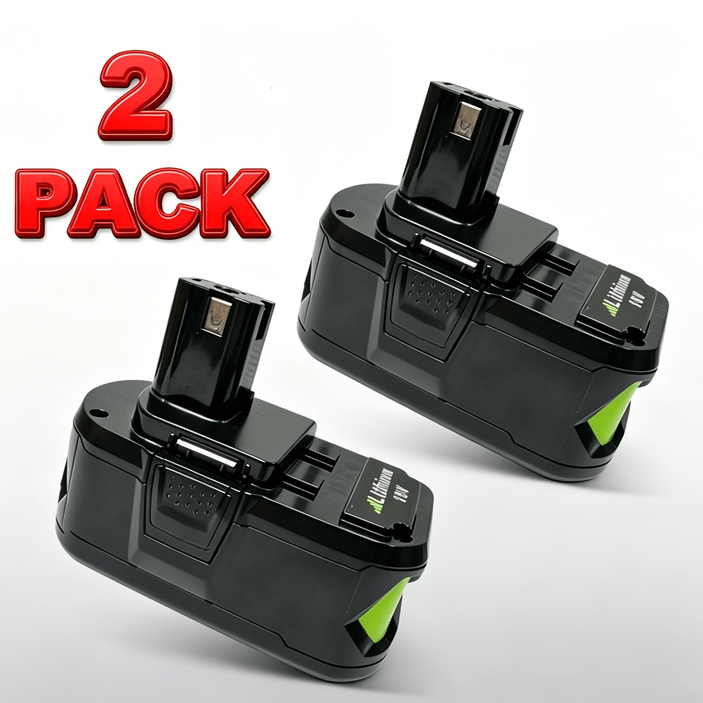 Image of 2 Pack P108 8.0ah 18v Lithium Battery Compatible With Ryobi 18v One+ Battery Replacement P108 P104 P105 P107 P109 P122 Cordless Tool Batteries Rapid Rechargeable Batteries With Indicator