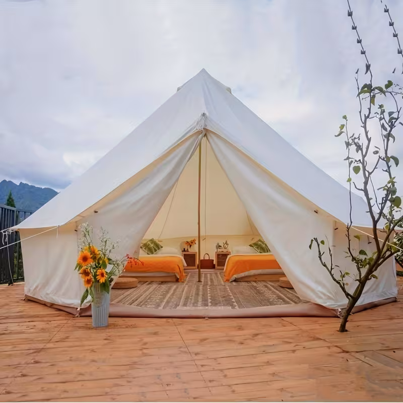outdoor waterproof 19 6ft oxford bell tent tent with zipped in groundsheet for 8 10 Product details 4