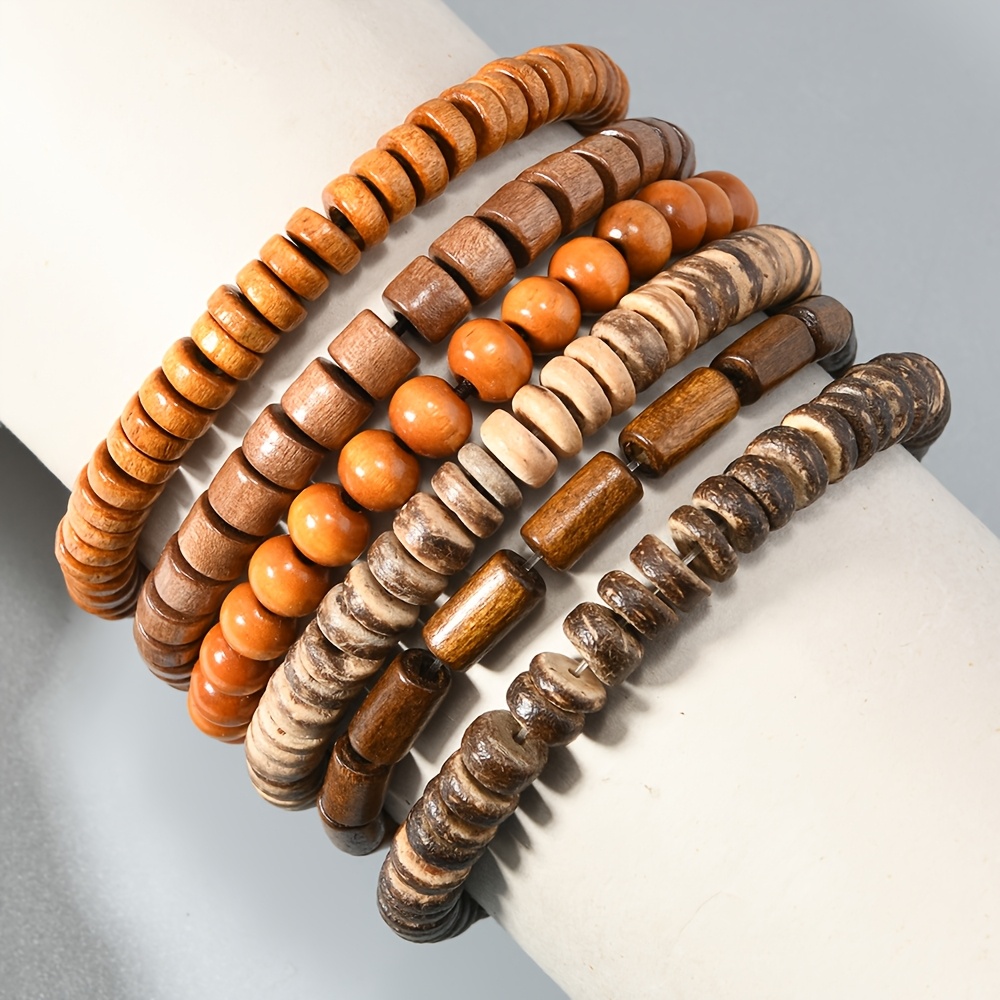 Multi-Layer Stackable Coconut Shell Bracelet Set