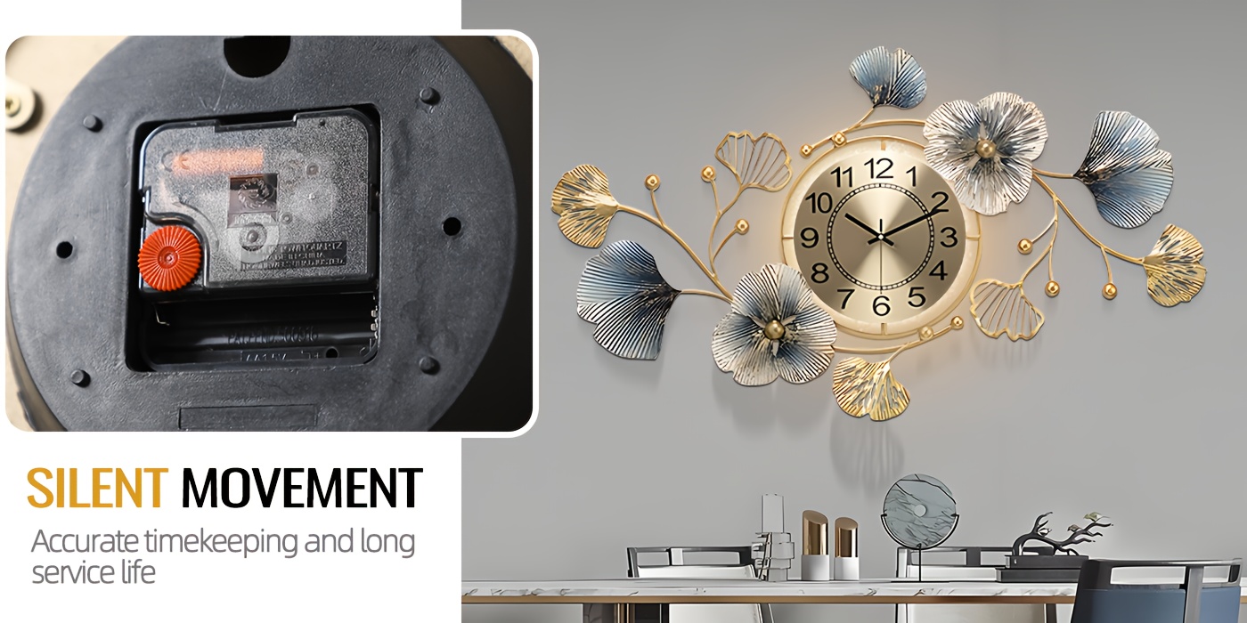 Creative 3D Ginkgo Leaf Wall Clock with LED Light - 33.6" x 20" 11 Creative LED Ginkgo Leaf Wall Clock