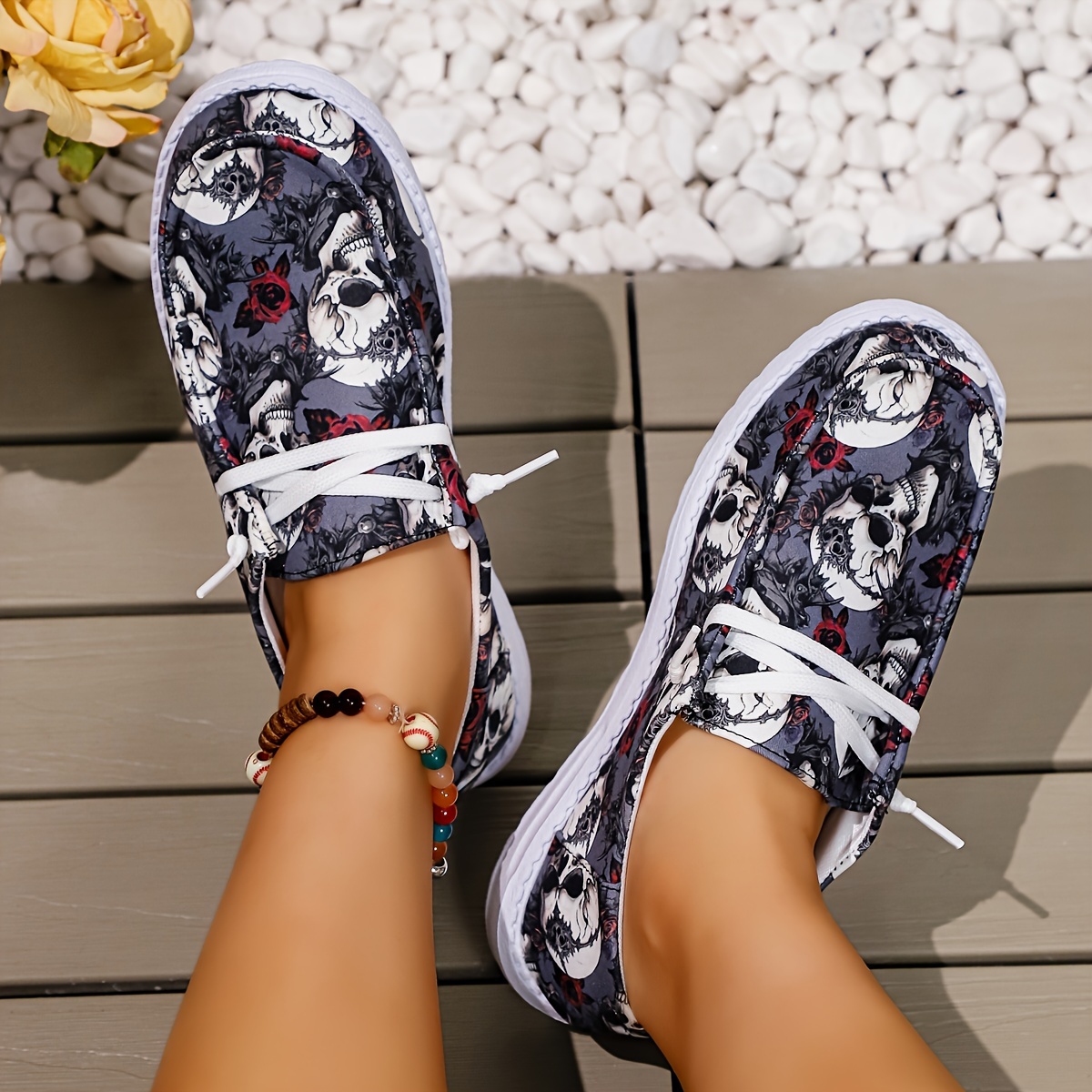 

Women's Halloween Skull Pattern -on - , Non- , Walking Insole, Low-