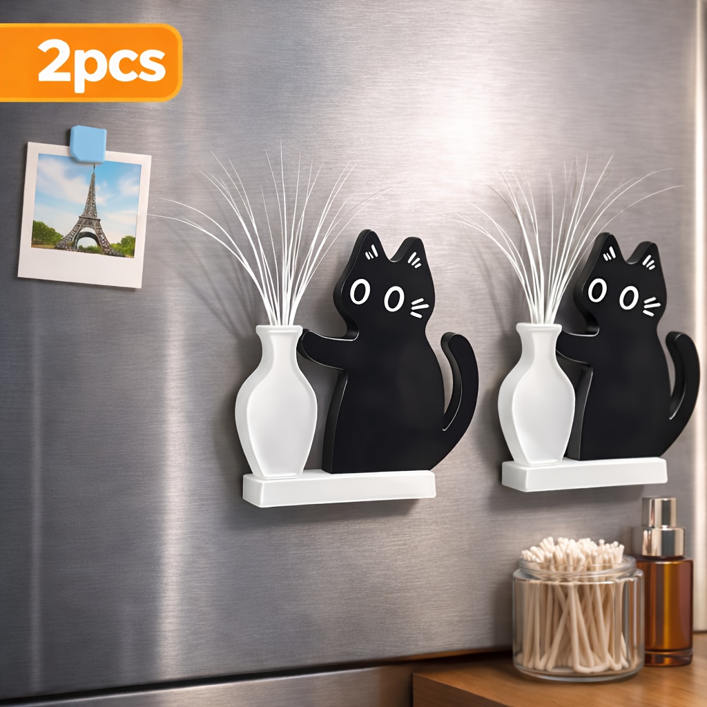 2d Flat, Storage Vase, Black Cat Acrylic Holder For Organizing And Displaying Cat , Cute And Functional Home Decor For Kitchen And Office, Lover Decoration With