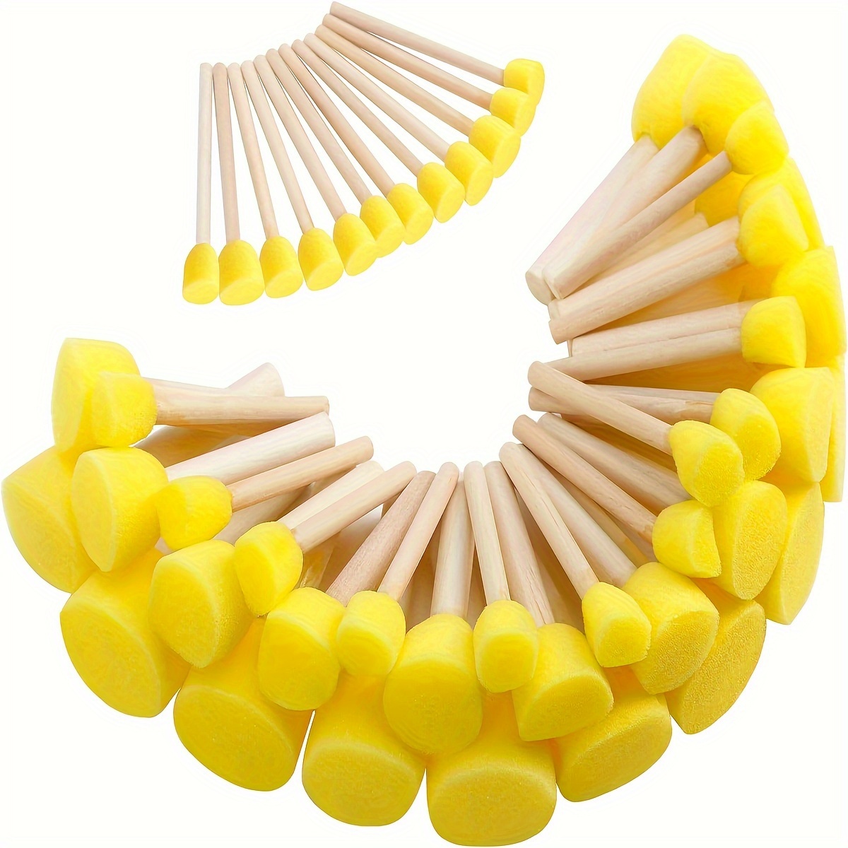 

24 Pcs Yellow Sponge Brushes For Graffiti, Painting, And Art Projects - Round Mushroom Heads, Rubber