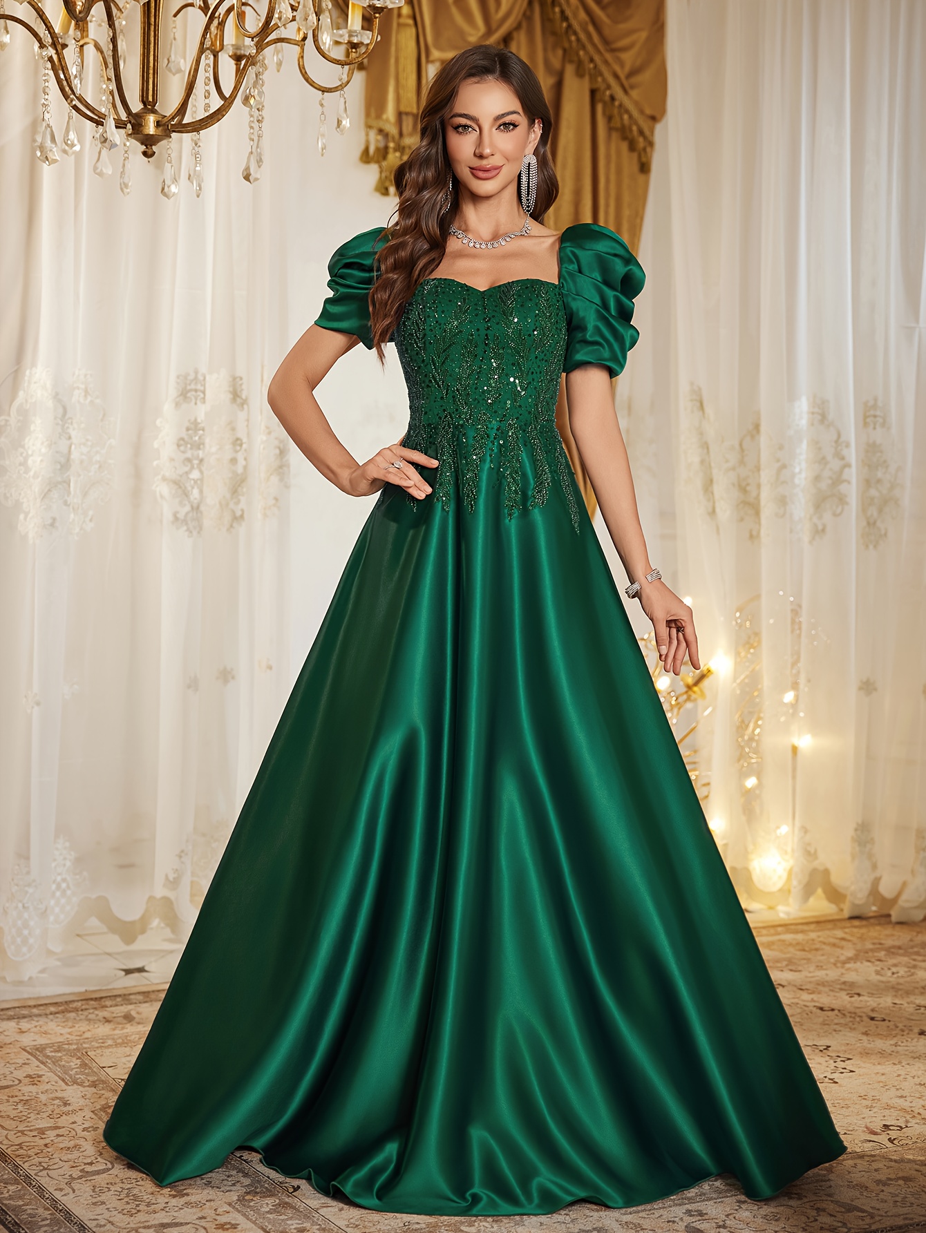 dark green princess dress Meow Fruit Brilliant Galaxy Princess Elegant Prom Dress – Sugarplum Store main image 1